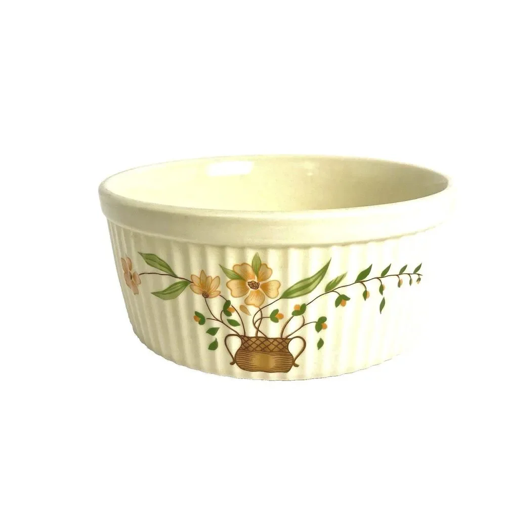 Vintage Japan Countryside Stoneware Collection Casserole Ribbed Farmhouse Bowl